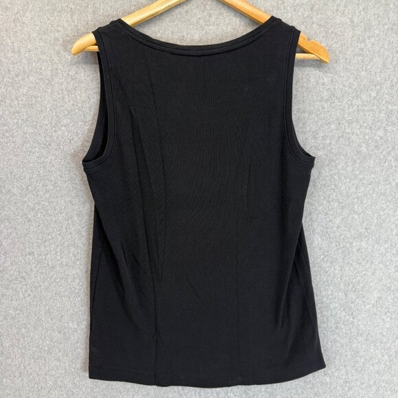 Chicos Black Tank Top True Color Tees Cotton Blend Ribbed Size 2 US Large Summer - Picture 6 of 9